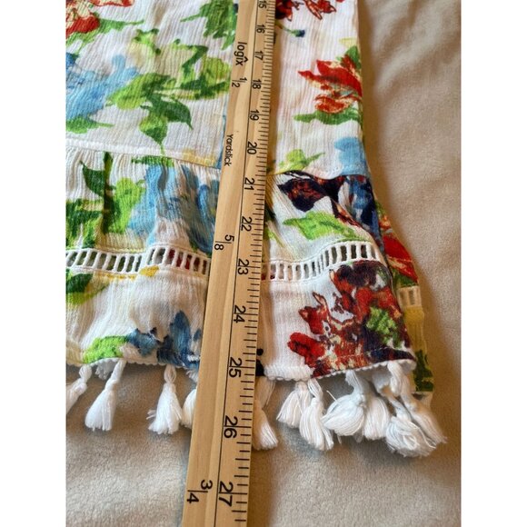 Ali Miles Floral Off-Shoulder Blouse With Tassel Hem Cottagecore Boho Bohemian - Picture 5 of 8